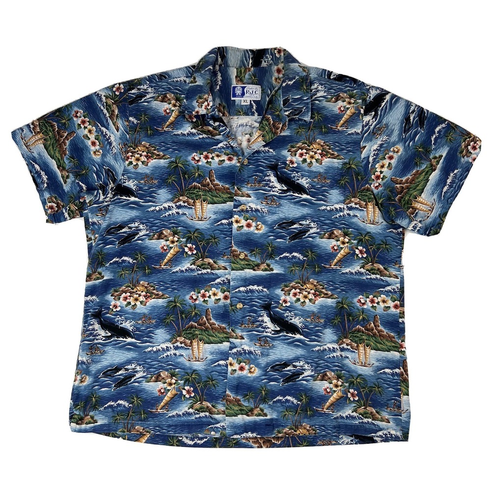 VTG RJC LTD Floral‎ Made in Hawaii Short Sleeve Button Up Men's Size XL